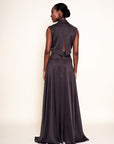 MARGAUX — Open-Back Pleated Gown