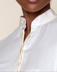 MARINA — Sueded Silk Henley Blouse