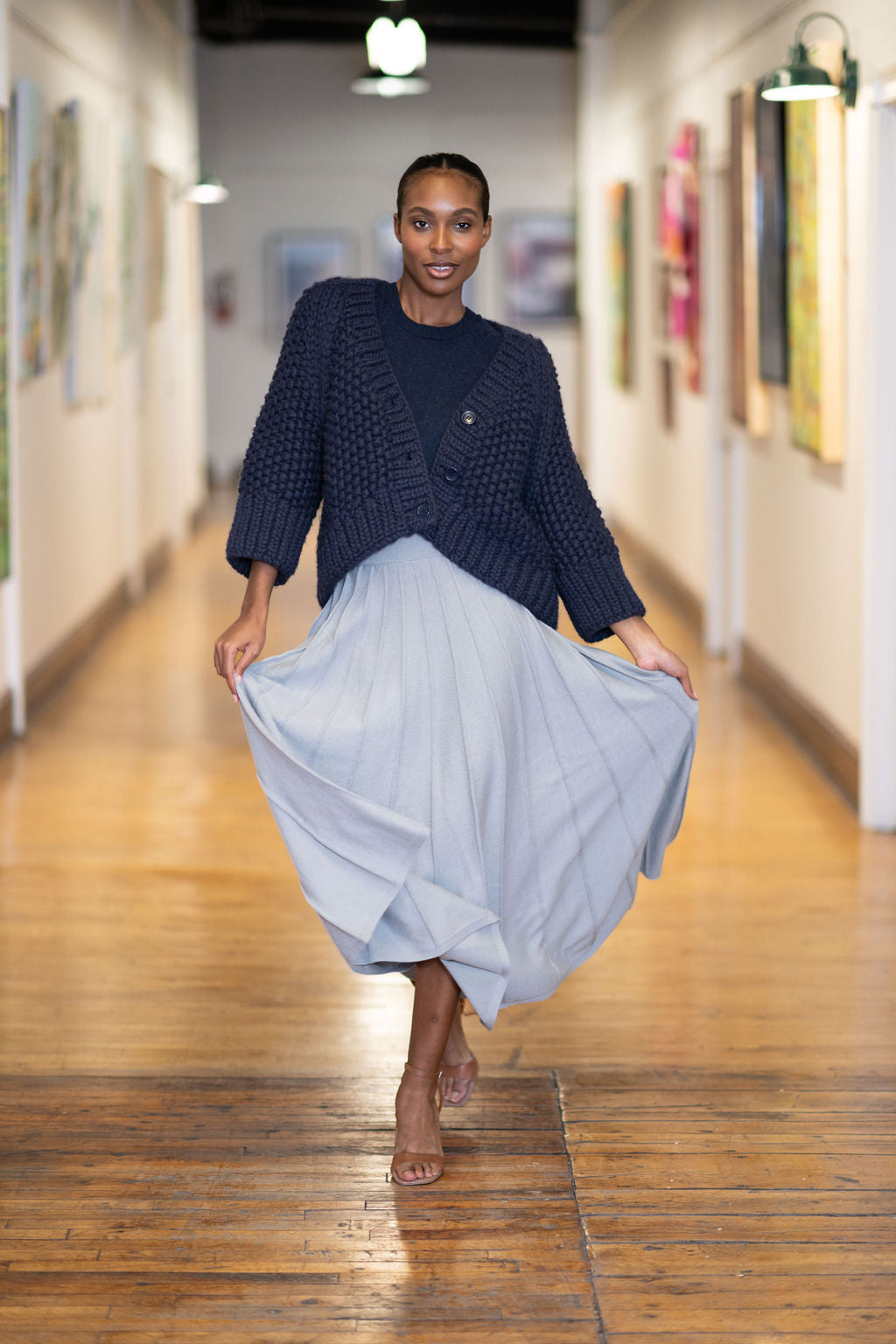 LOUISE — Pleated Knit Maxi Skirt – Daniel Gonzalez Designs