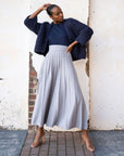 LOUISE — Pleated Knit Maxi Skirt