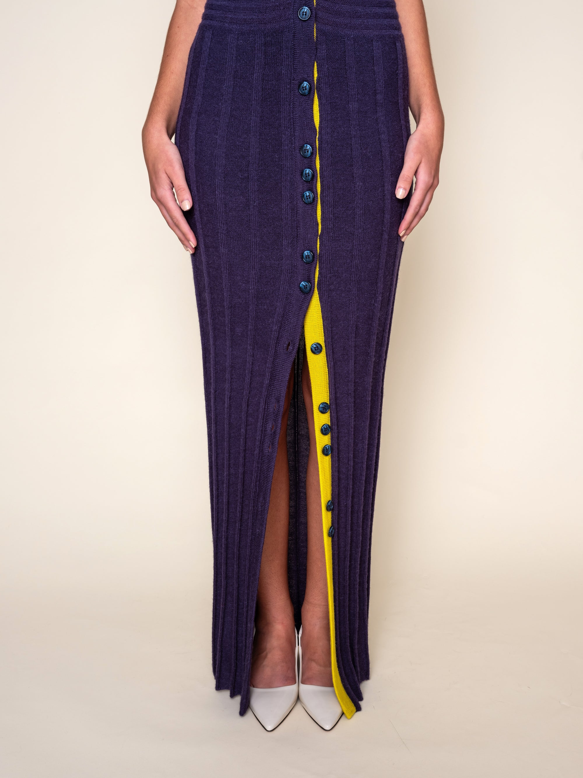 CHRISTINA — Ribbed Button-Front Knit Dress