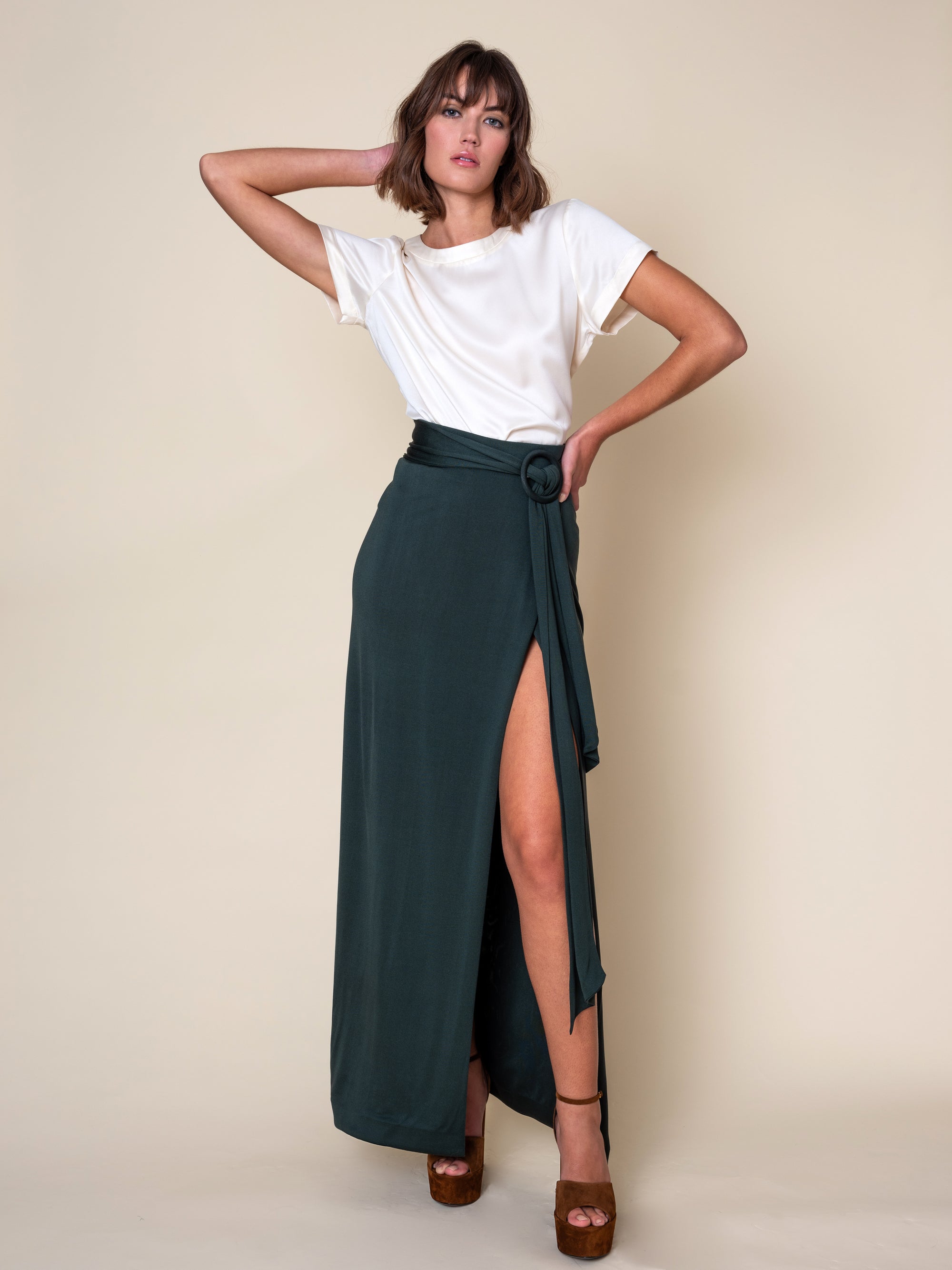 REINA — Silk Jersey Wrap Skirt