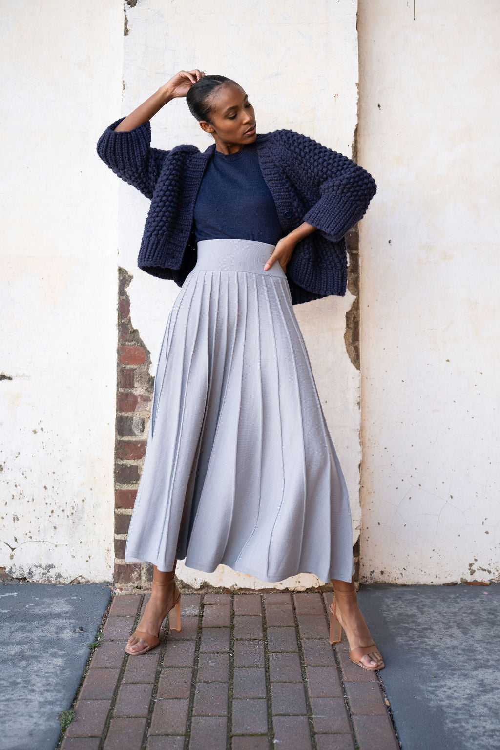 LOUISE — Pleated Knit Maxi Skirt – Daniel Gonzalez Designs