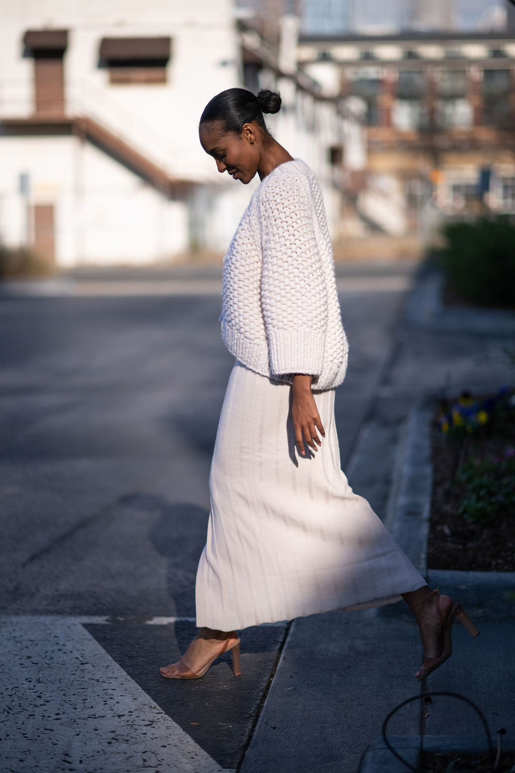 CHRISTINA — Ribbed Button-Front Knit Dress